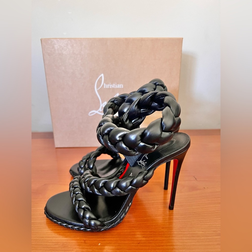 NIB Christian Louboutin X Idris Elba Fatima 120 MM Leather Strap Sandals Size 37 - Picture 3 of 10